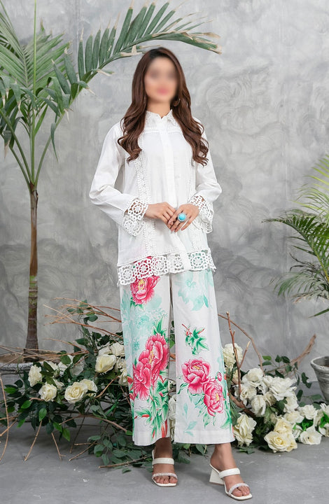 Sian - Lace Embroidered Jacquard Lawn Shirt Collection D 1861