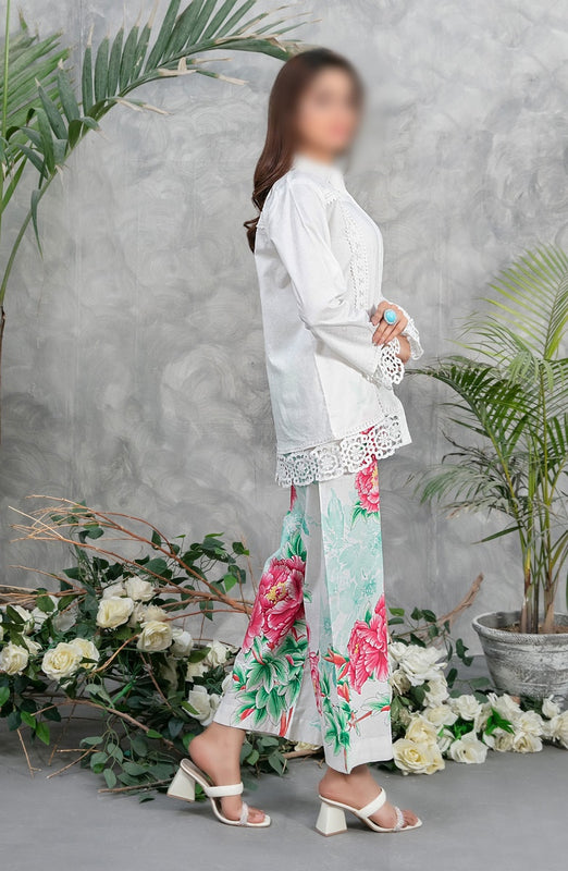 Sian - Lace Embroidered Jacquard Lawn Shirt Collection D 1861