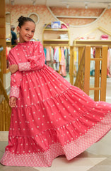 Mini French Pink Lace Long Dress By Amna Khadija D-01 Maxi Kids