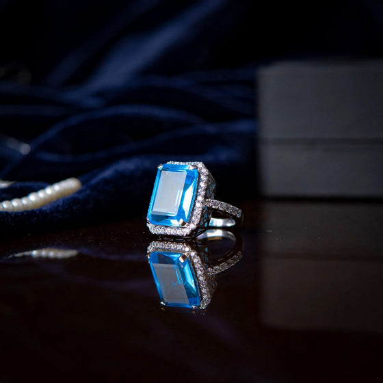 YKL Jewellers Ring Collection AQUA OCTAGON RING