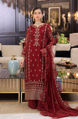 Merakish Unstitched Luxury Formal Collection Vol 12 2024 Aesthetic Maroon