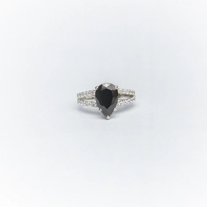 YKL Jewellers Ring Collection BLACK TEAR DROP RING