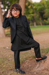 Exclusive Prince Coat Collection By Hassan Jee D-p19 Black Open Prince coat