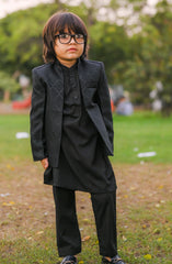 Exclusive Prince Coat Collection By Hassan Jee D-p19 Black Open Prince coat