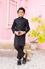 Exclusive Prince Coat Collection By Hassan Jee D-p10 Black Prince coat