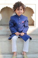 Exclusive Sherwani Collection By Hassan Jee D-S1 Blue Shervani