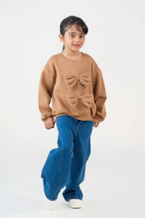 Sprinkles Kids Winter Collection Bow Charm Sweatshirt – Coffee Brown