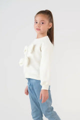 Sprinkles Kids Winter Collection Bow Charm Sweatshirt – Cream White