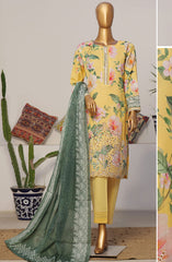 HZ Printkari RTW Printed Embroidered 3 PC Collection D-801 YELLOW