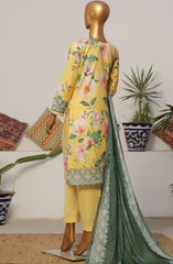 HZ Printkari RTW Printed Embroidered 3 PC Collection D-801 YELLOW