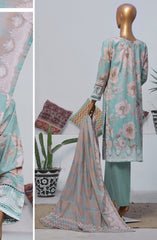 HZ Printkari RTW Printed Embroidered 3 PC Collection D-803 AQUA BLUE