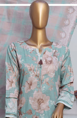 HZ Printkari RTW Printed Embroidered 3 PC Collection D-803 AQUA BLUE