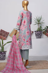 HZ Printkari RTW Printed Embroidered 3 PC Collection D-804 BLUE PINK