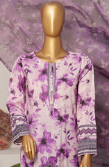 HZ Printkari RTW Printed Embroidered 3 PC Collection D-808 PURPLE