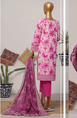 HZ Printkari RTW Printed Embroidered 3 PC Collection D-809 PINK