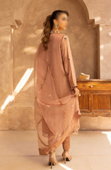 Merakish Zunairi Raw Silk Hand Work Embellished Collection D-01 Camel