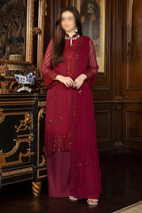 Merakish Unstitched Luxury Formal Collection 2023 Cherry Red