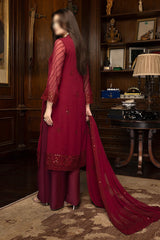 Merakish Unstitched Luxury Formal Collection 2023 Cherry Red