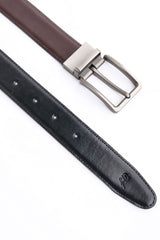 Belts Collection By Jild Chromium Double Sided Reversible Men's' Leather Belt-Black Dark Brown