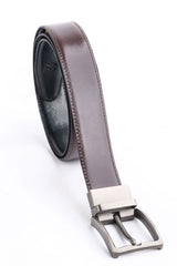 Belts Collection By Jild Chromium Double Sided Reversible Men's' Leather Belt-Black Dark Brown