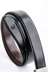 Belts Collection By Jild Chromium Double Sided Reversible Men's' Leather Belt-Black Dark Brown