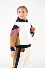 Sprinkles Kids Winter Collection Color-Block Hoodie Set – Cream