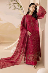 Lamisah Luxury Chiffon Unstitched Collection By Lavish Premium D-03 Crimson