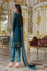 Merakish Unstitched Luxury Formal Collection 2023 Crystal Teal