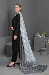 Siyah - Black Schiffli Embroidered Collection 2024 D-3566