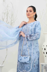 Yasna - Embroidered Organza with Printed Silk Inner & Fancy Clutch Collection 2025 D 4033