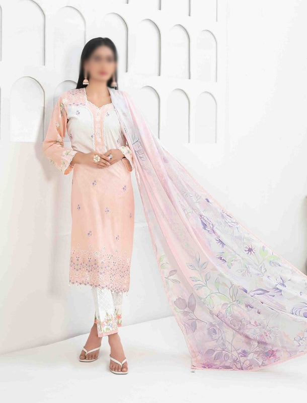Zarminay Embroidered Lawn Print - Fancy Digital Print Dupatta Collection D 8678