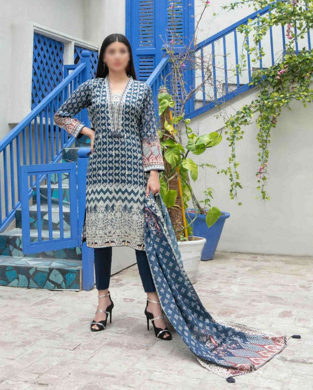MAHRAY Vol 02 Stitched Embroidered Digital Printed Lawn Shirt - Embroidered Digital Printed Lawn Dupatta Collection 2023 D 8827