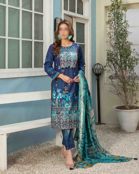 DASTAK Embroidered Digital Printed Lawn Shirt - Digital Printed Diamond Dupatta Collection 2023 D 8845