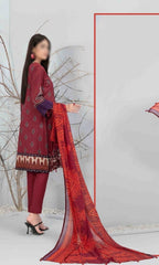 ZUHA Embroidered Digital Printed Lawn Shirt - Digital Printed Chiffon Dupatta Collection 2023 D 9302