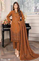 Shagun Premium Embroidered Dhanak Collection By Riaz Arts D-03