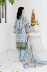 Mashaal Stripe Exclusive Digital Printed Embroidered Lawn Collection D-02