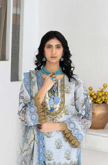 Mashaal Stripe Exclusive Digital Printed Embroidered Lawn Collection D-02