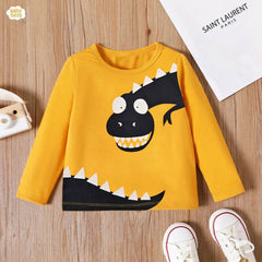 Baby Nest T-Shirts For Kids Dino Full Sleeves T-shirt For Kids - Yellow - SBT-330