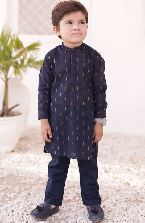 Eid Edit Kurta Trouser Collection By Hassan Jee E 21 Blue brochia Kurta Trouser