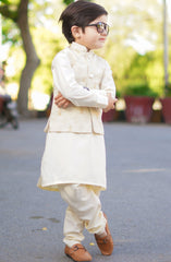 Exclusive 3 Pc Waist Coat Shalwar Kameez Collection By Hassan Jee D-19