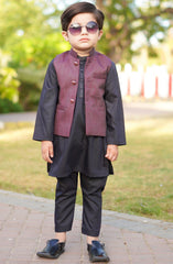 Exclusive 3 Pc Waist Coat Shalwar Kameez Collection By Hassan Jee D-22