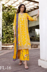 Minha Florum Luxury Embroidered Lawn Collection D-16