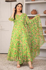 Ethereal Patels Stitched Collection By Nazmina D-11 Pea green bird