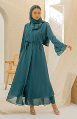 Black Camels The Abaya Edit 2024 Fadiya 3 Piece Layered Abaya- Emerald