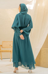 Black Camels The Abaya Edit 2024 Fadiya 3 Piece Layered Abaya- Emerald