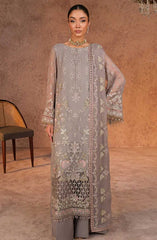 Lamisah Luxury Chiffon Unstitched Collection By Lavish Premium D-07 Fossil