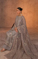 Lamisah Luxury Chiffon Unstitched Collection By Lavish Premium D-07 Fossil