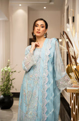 Zouj Ensembles Unstitched Chiffon Edit 25 D-01 Frosted Blue