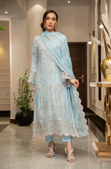 Zouj Ensembles Unstitched Chiffon Edit 25 D-01 Frosted Blue