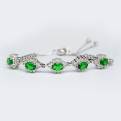 YKL Jewellers Bracelet Collection GREEN EMERALD ADJUSTABLE ELLIPTICAL BRACELET